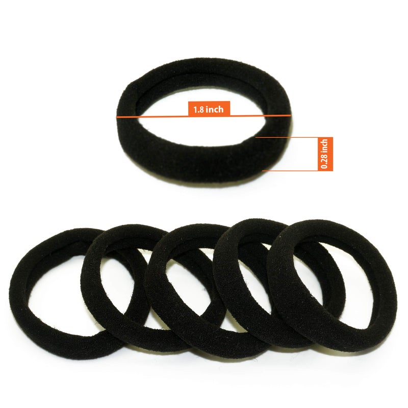 IFAMIO 100 Pcs Seamless Cotton Thick Black Hair Band No Metal Elastic Hair Ties No Damage Ponytail Holder - Image 2